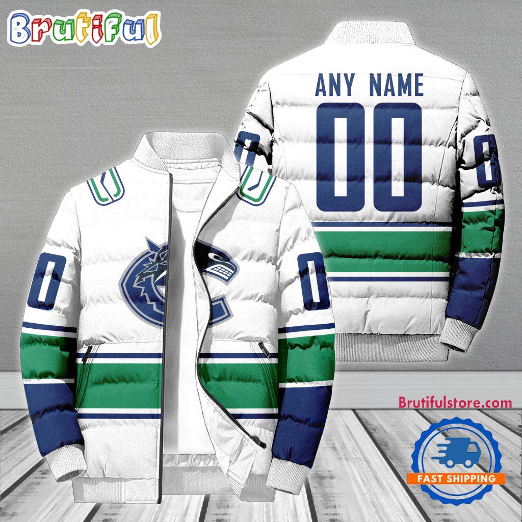 NHL Vancouver Canucks Hockey Team Personalized Away New Puffer Jacket