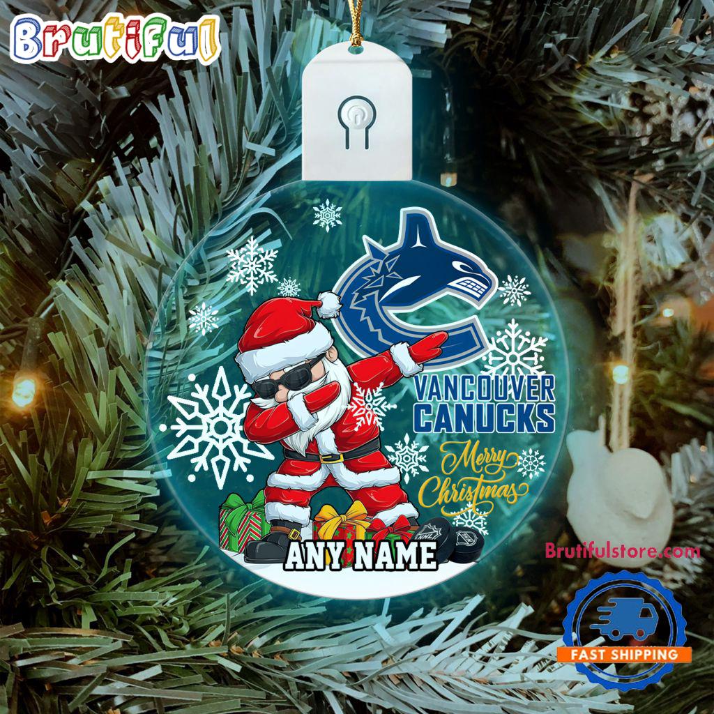 NHL Vancouver Canucks Personalized Santa Claus Hockey Team Logo Christmas Led Acrylic Ornament