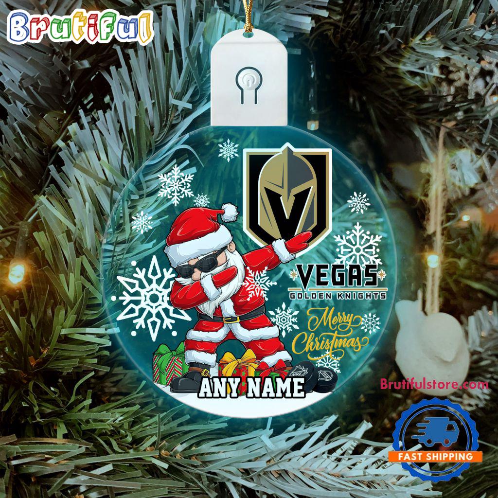 NHL Vegas Golden Knights Personalized Santa Claus Hockey Team Logo Christmas Led Acrylic Ornament