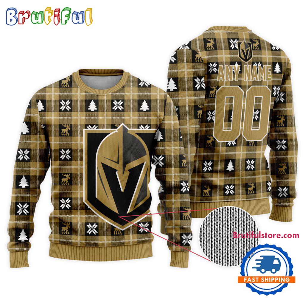 NHL Vegas Golden Knights Personalized Snow Tree Ugly Christmas Sweater