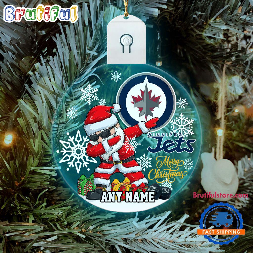 NHL Winnipeg Jets Personalized Santa Claus Hockey Team Logo Christmas Led Acrylic Ornament
