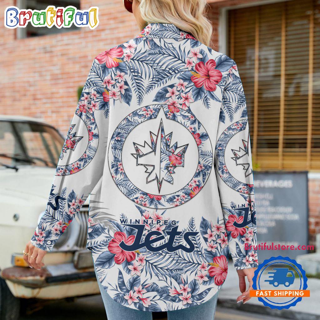 NHL Winnipeg Jets Special Hockey Team Hawaiian Design Women's Casual Shirt