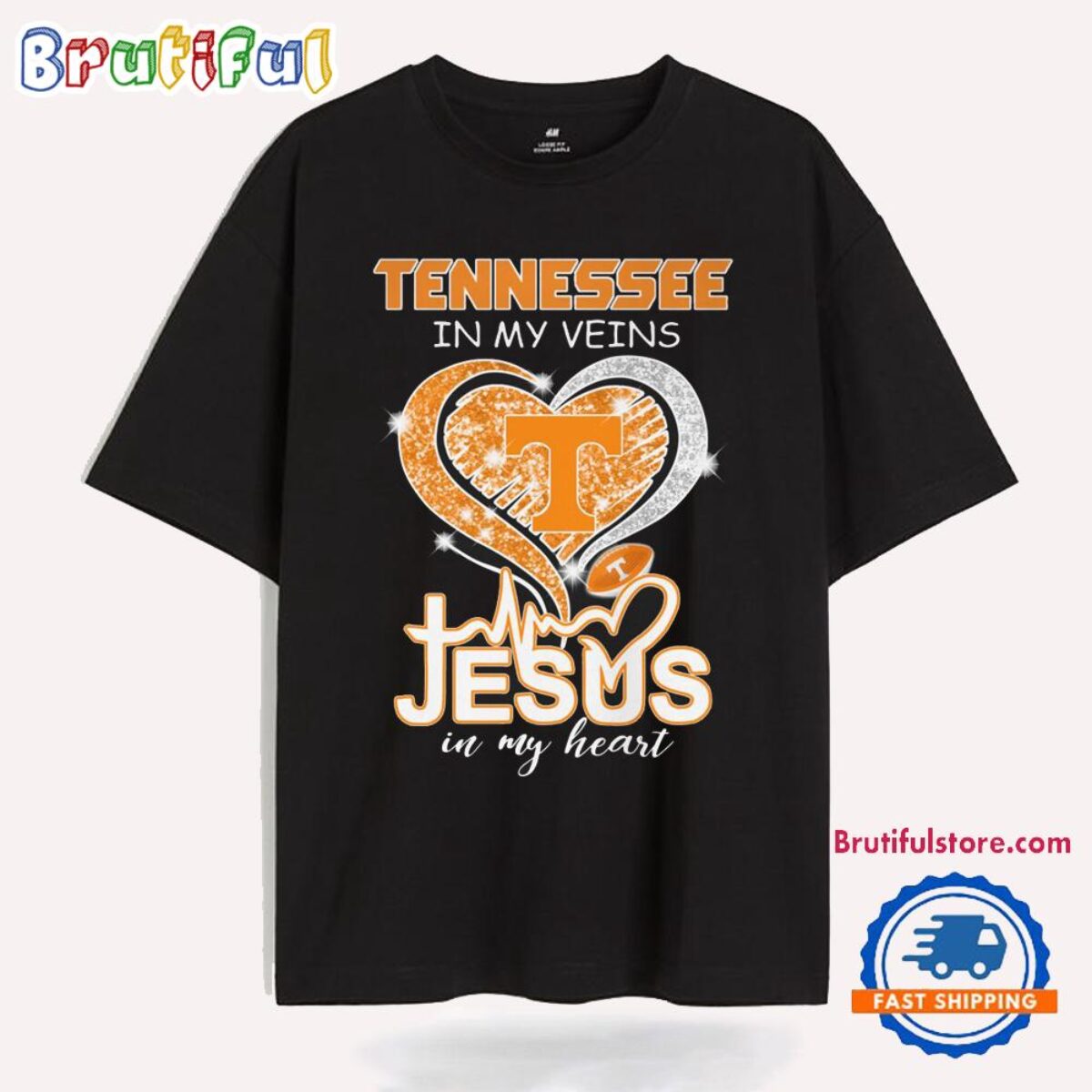 Tennessee Football In My Veins Jesus In My Heart T Shirt