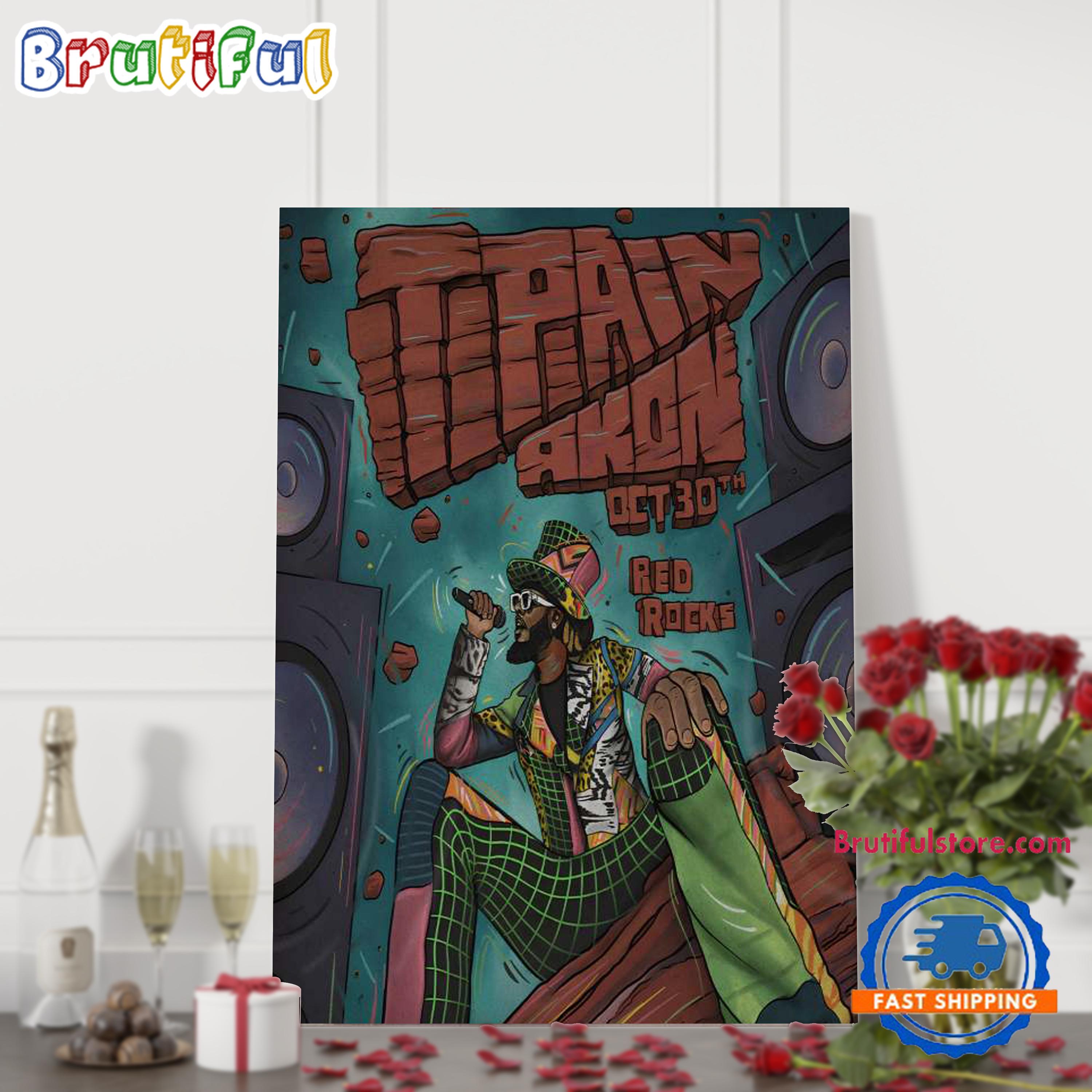 T-Pain And Akon Red Rocks Amphitheatre Morrison CO 30 Oct 2024 Tour Poster Canvas Art