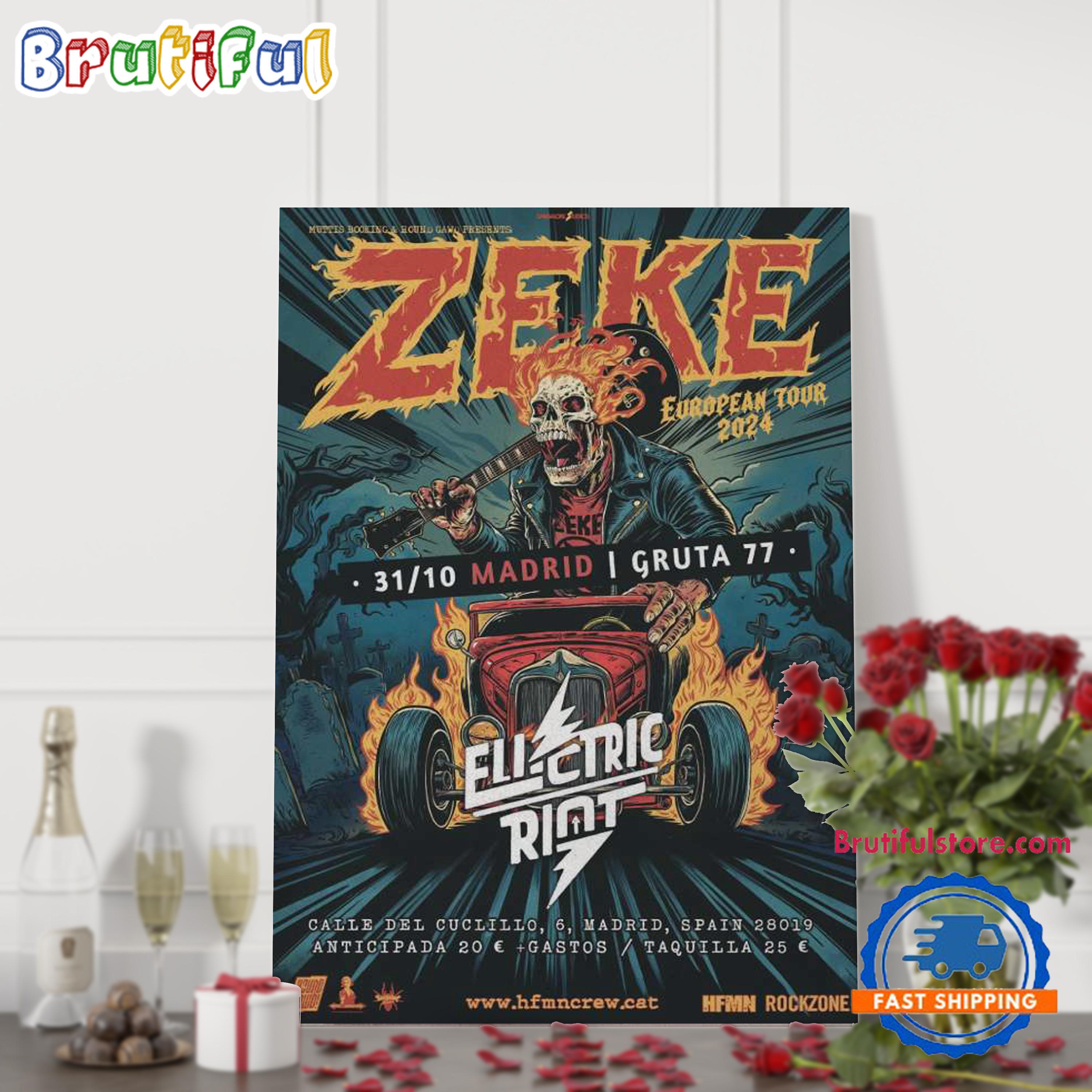 Zeke Band At Gruta'77 In Madrid Spain ON Oct 31 2024 Event Poster Canvas Art