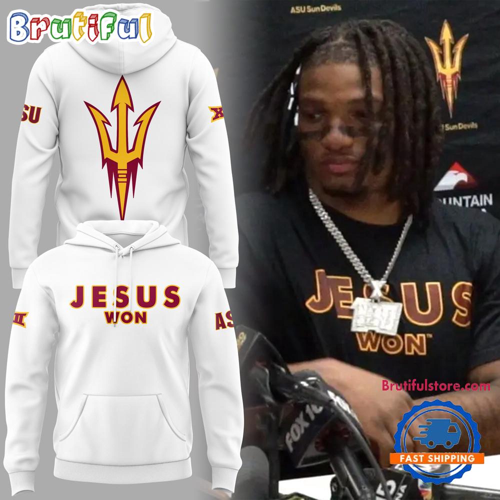 Arizona State Sun Devils JESUS WON 2024 White Hoodie