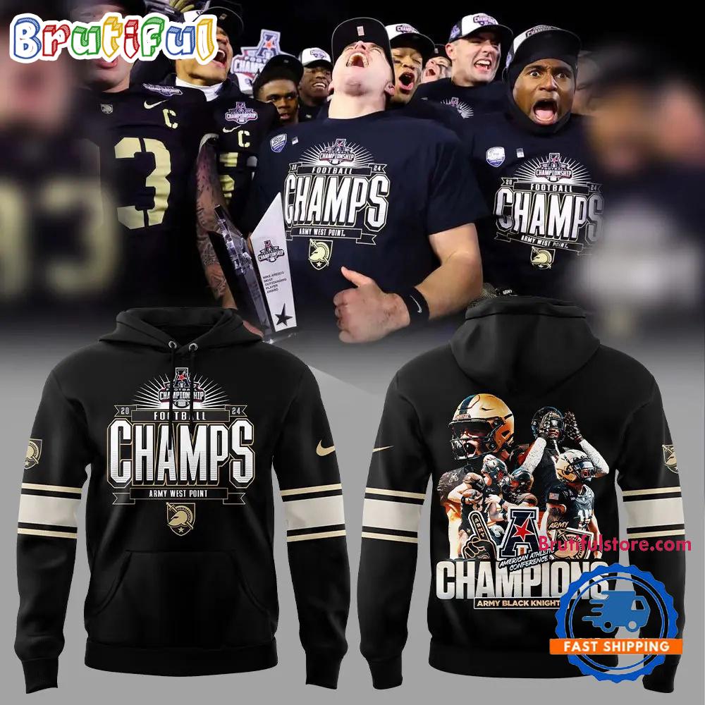 Army Black Knights 2024 AAC Conference Champions Team Graphics Hoodie
