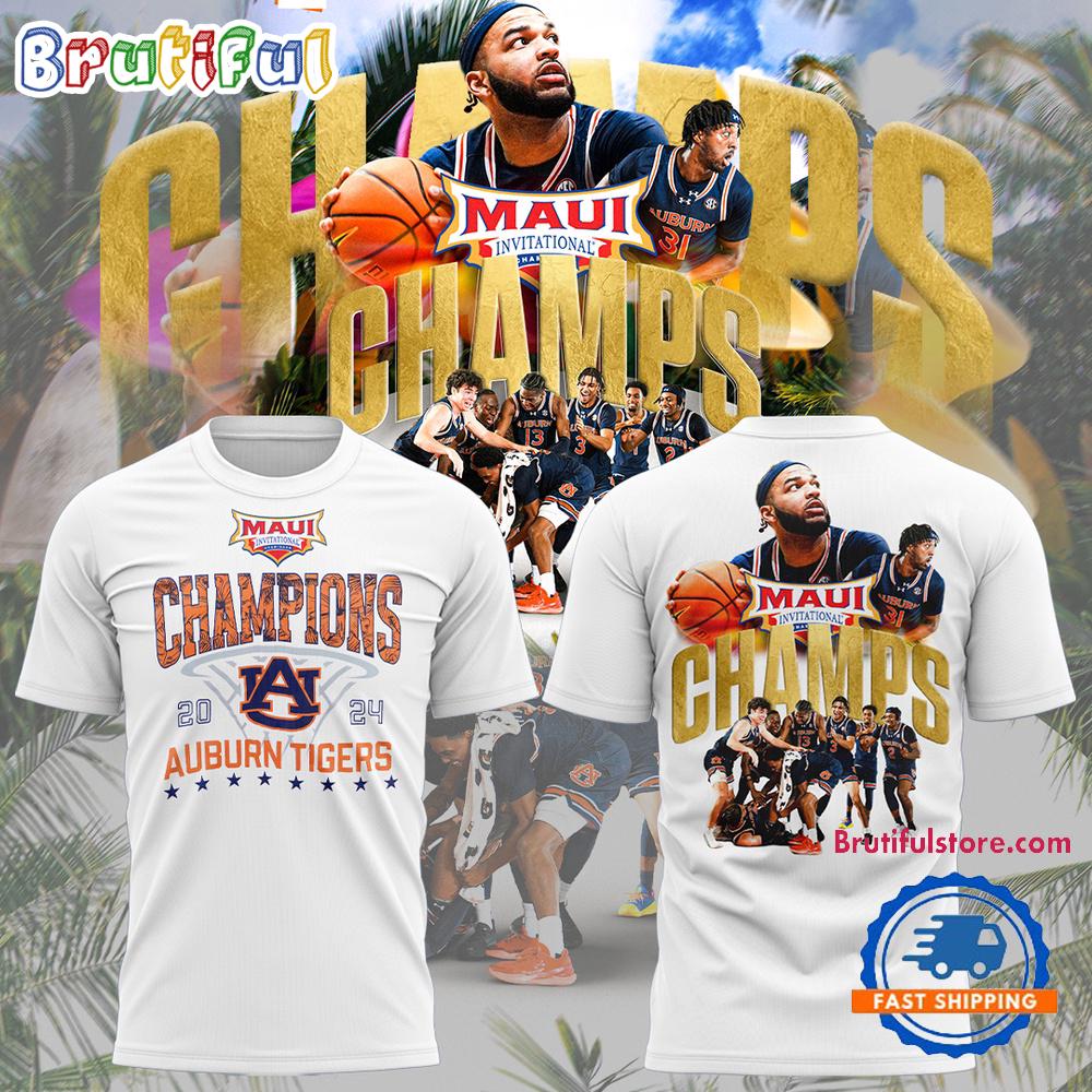 Auburn Tigers Men’s Basketball 2024 Champions Limited White T Shirt