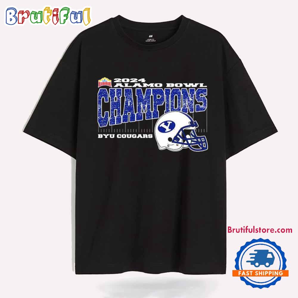 Best BYU Cougars Football 2024 Alamo Bowl Champions Helmet Style T Shirt