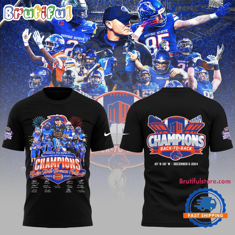 Boise State Broncos Football NCAA 2024 Limited Mountain West Champion New 3D T Shirt