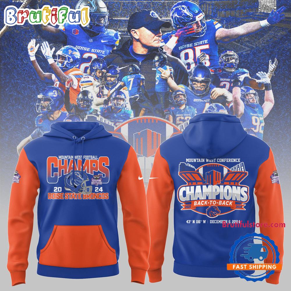 Boise State Broncos Football NCAA 2024 Limited Mountain West Champion New Design Hoodie