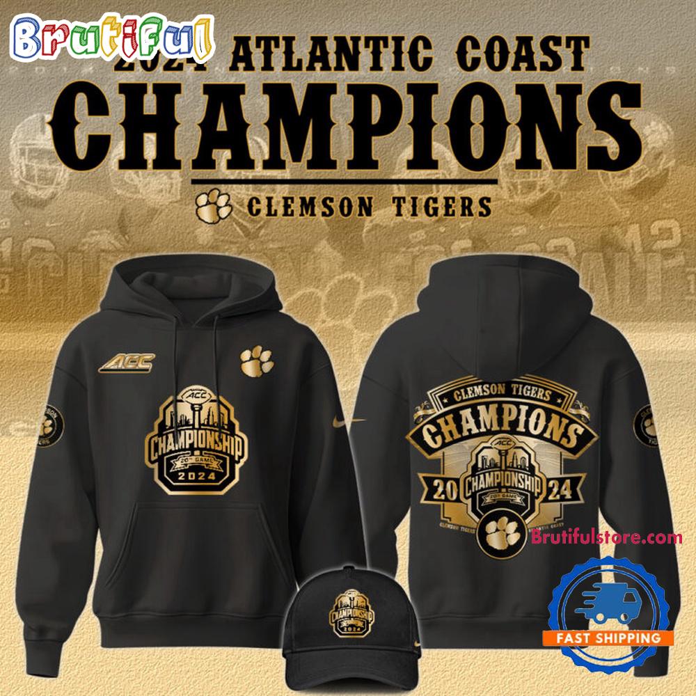 Clemson Football 2024 ACC Conference Champions Gold Hoodie Shirt