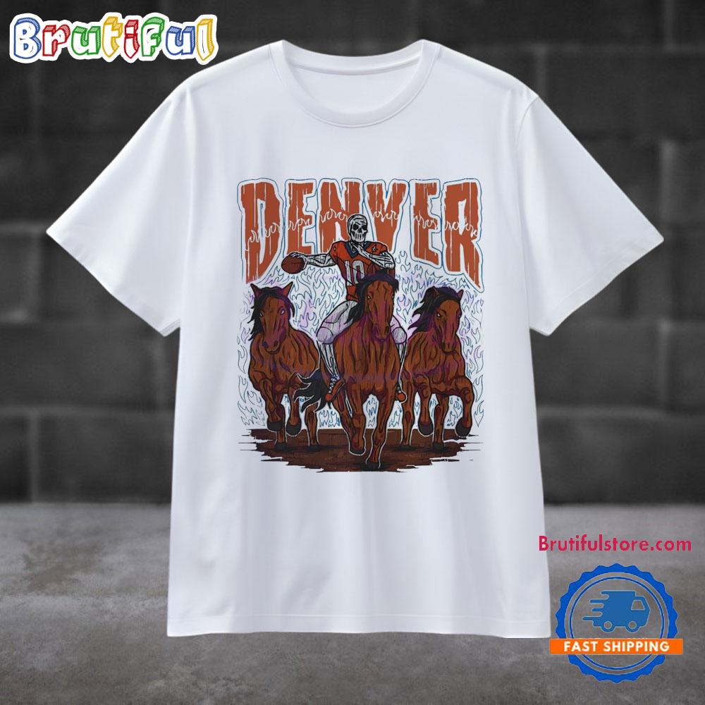 Denver Broncos Skeleton Football Player T Shirt