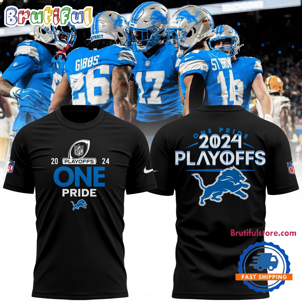 Detroit Lions Play Offs 2024 Special New Black T Shirt