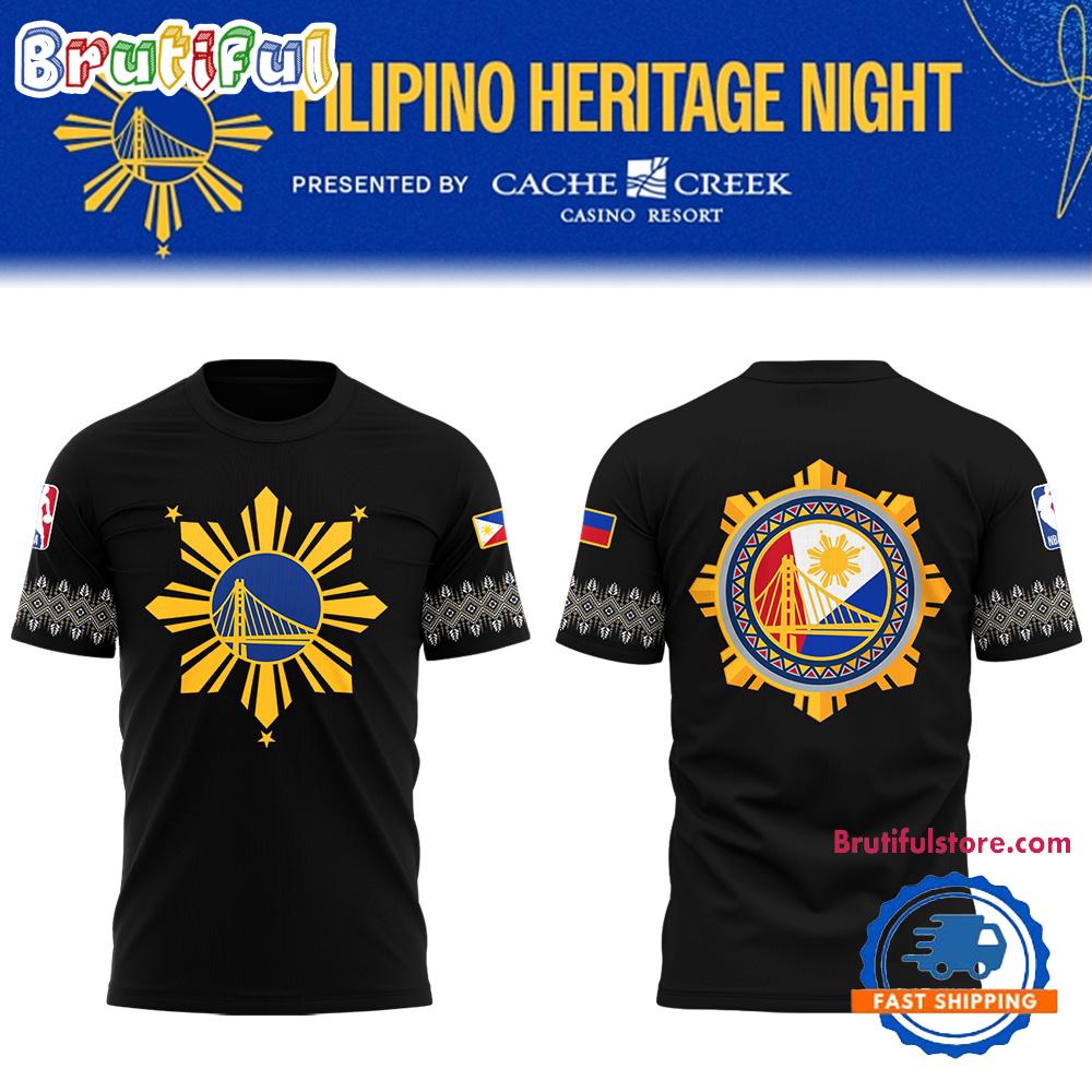 Golden State Warriors Native American Filipino Heritage Black T Shirt