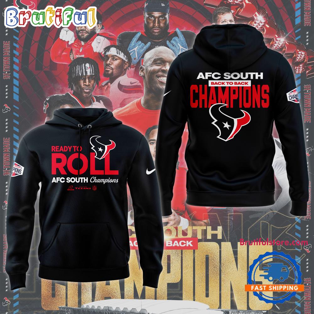 Houston Texans Back to Back 2024 AFC South Division Champions Black Hoodie