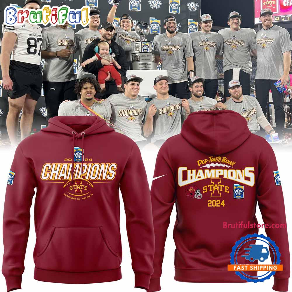 Iowa State Cyclones Football 2024 Pop Tarts Bowl Champions Limited Red Hoodie