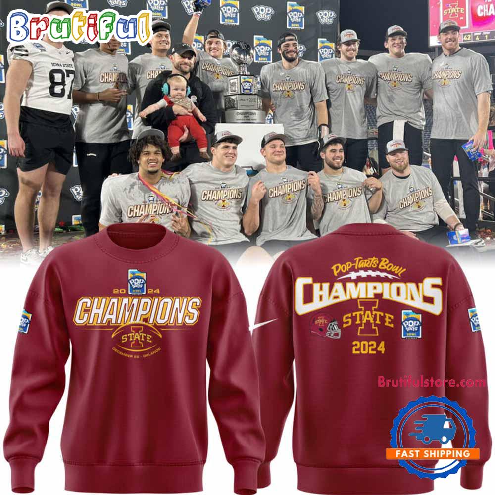 Iowa State Cyclones Football 2024 Pop Tarts Bowl Champions Limited Red Sweatshirt