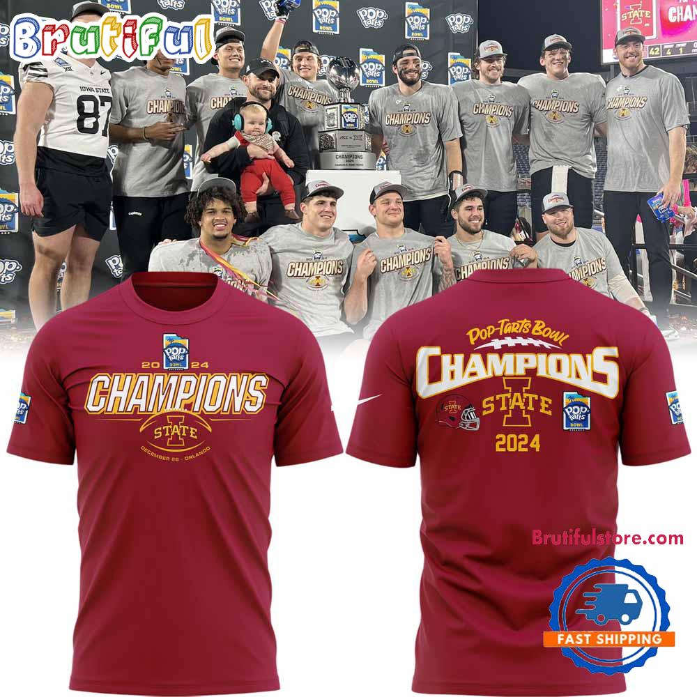 Iowa State Cyclones Football 2024 Pop Tarts Bowl Champions Limited Red T Shirt
