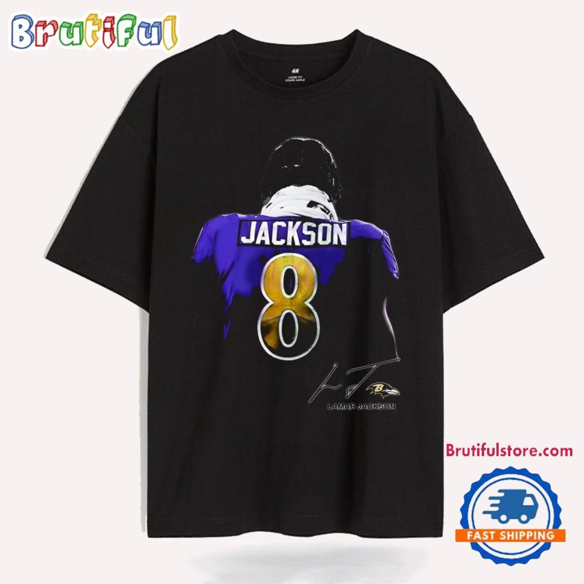 Lamar Jackson 8 Baltimore Ravens Signature T Shirt