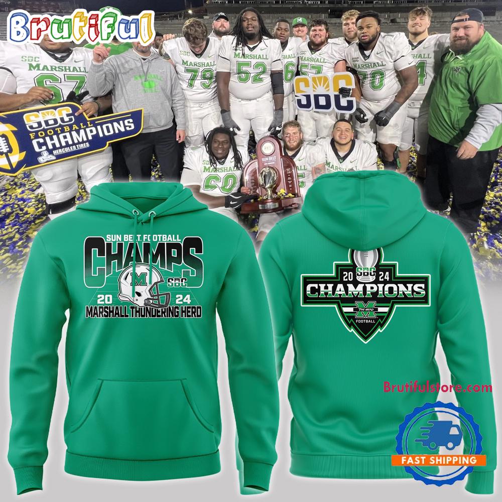 Marshall Thundering Herd Football 2024 Sun Belt Football Conference Champions Hoodie