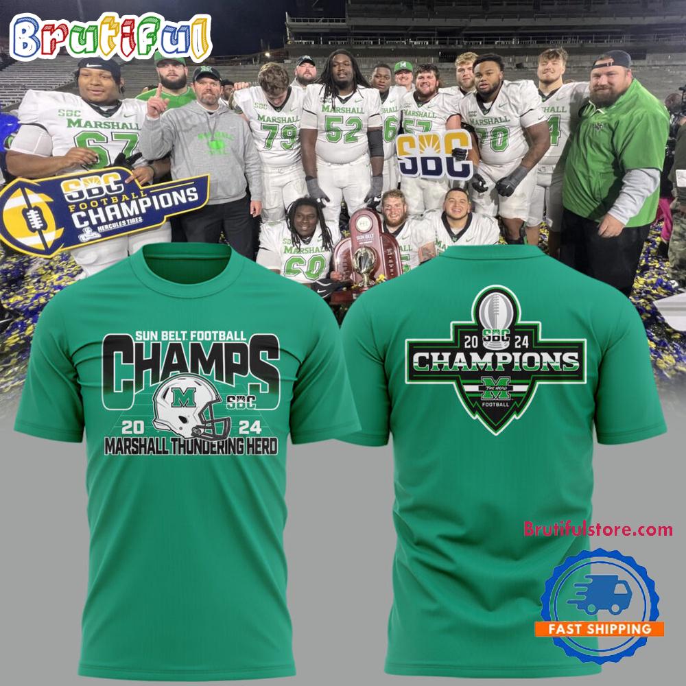 Marshall Thundering Herd Football 2024 Sun Belt Football Conference Champions T Shirt
