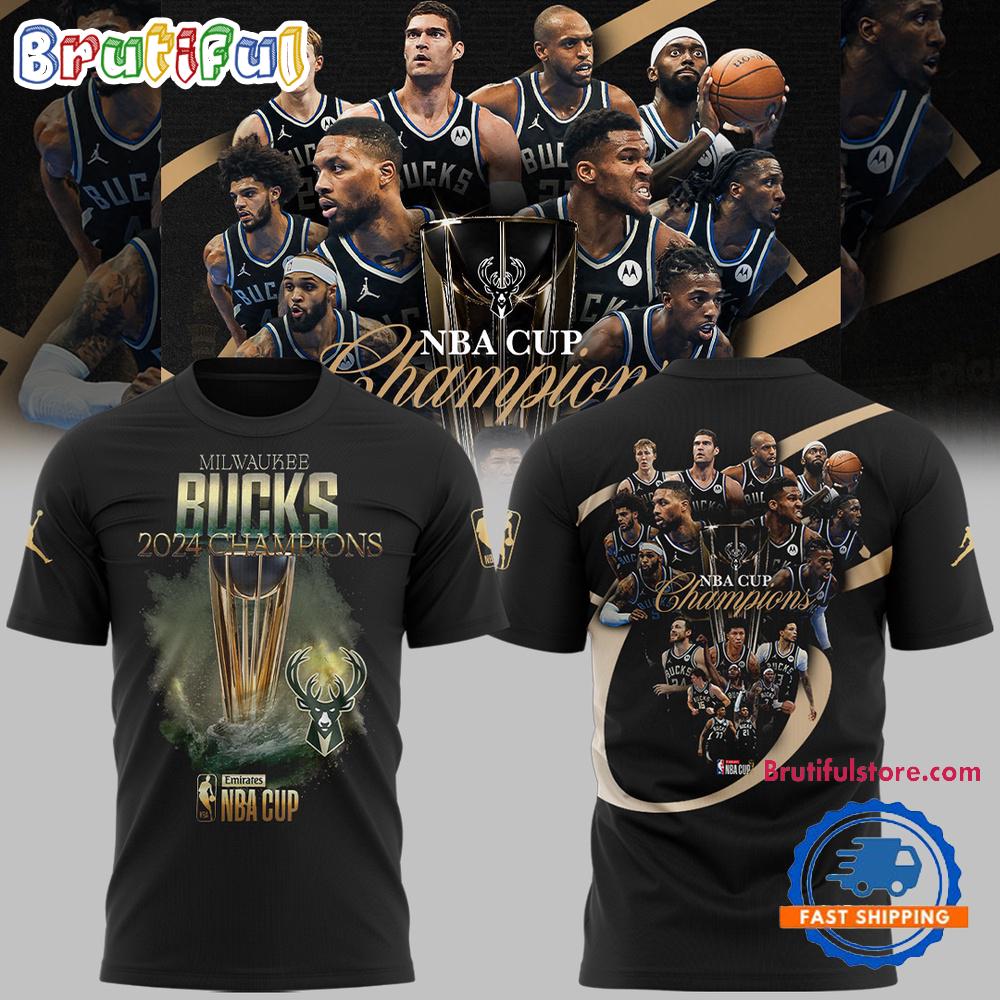 Milwaukee Bucks 2024 Champions NBA Cup New T Shirt