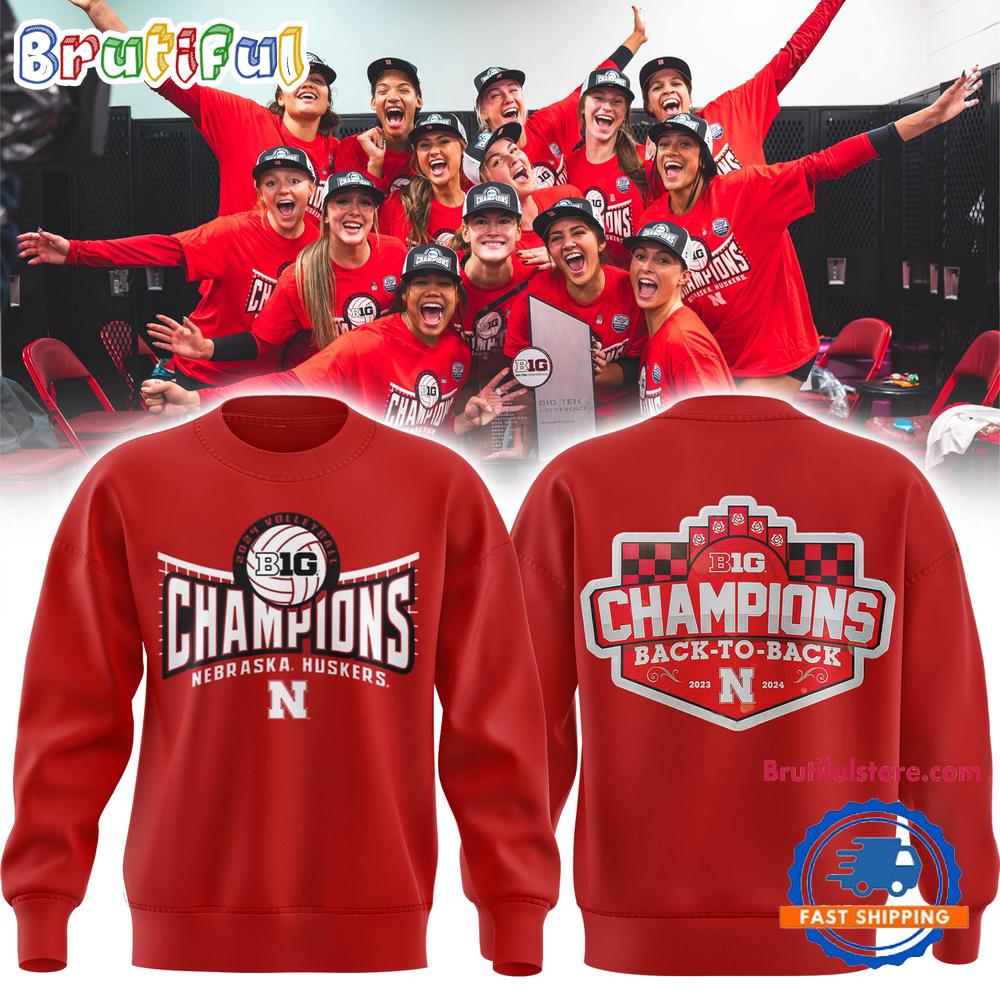 Nebraska Huskers Back To Back Big Ten Women’s Volleyball Regular Season Champions New Sweatshirt