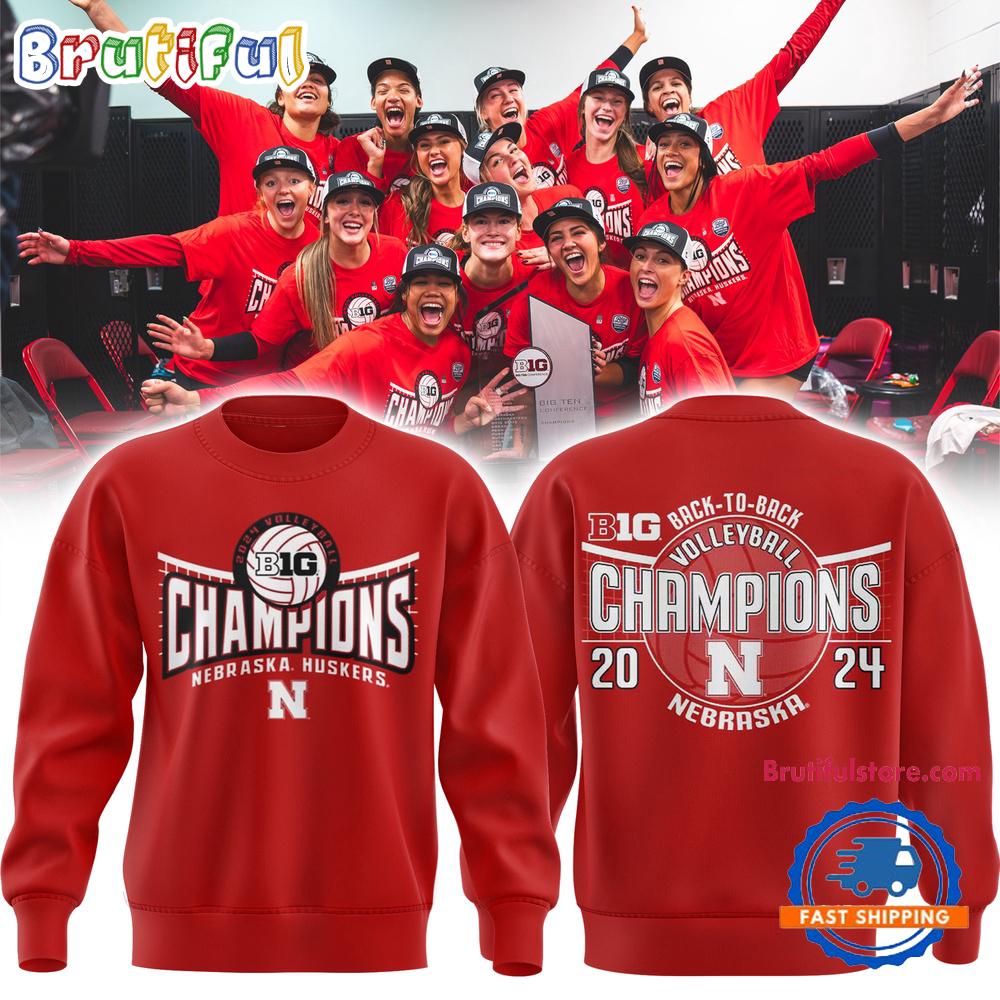 Nebraska Huskers Back To Back Big Ten Women’s Volleyball Regular Season Champions Sweatshirt