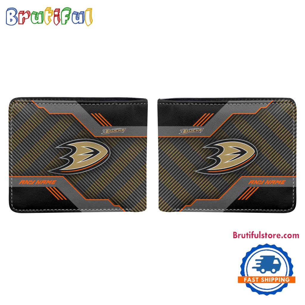 NHL Anaheim Ducks Hockey Logo Team Personalized Name Black Men's Wallet