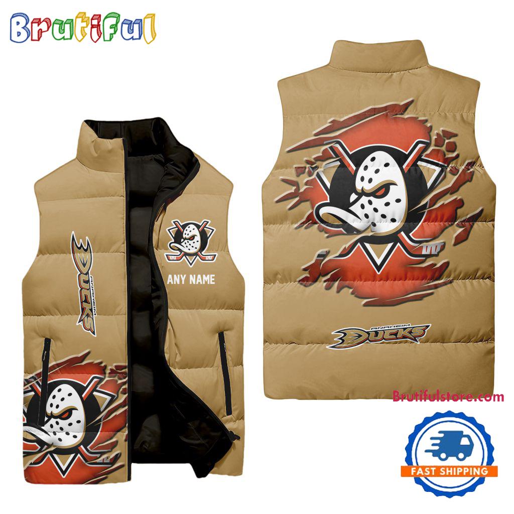 NHL Anaheim Ducks Personalized Hockey Logo Team Sleeveless Puffer Jacket