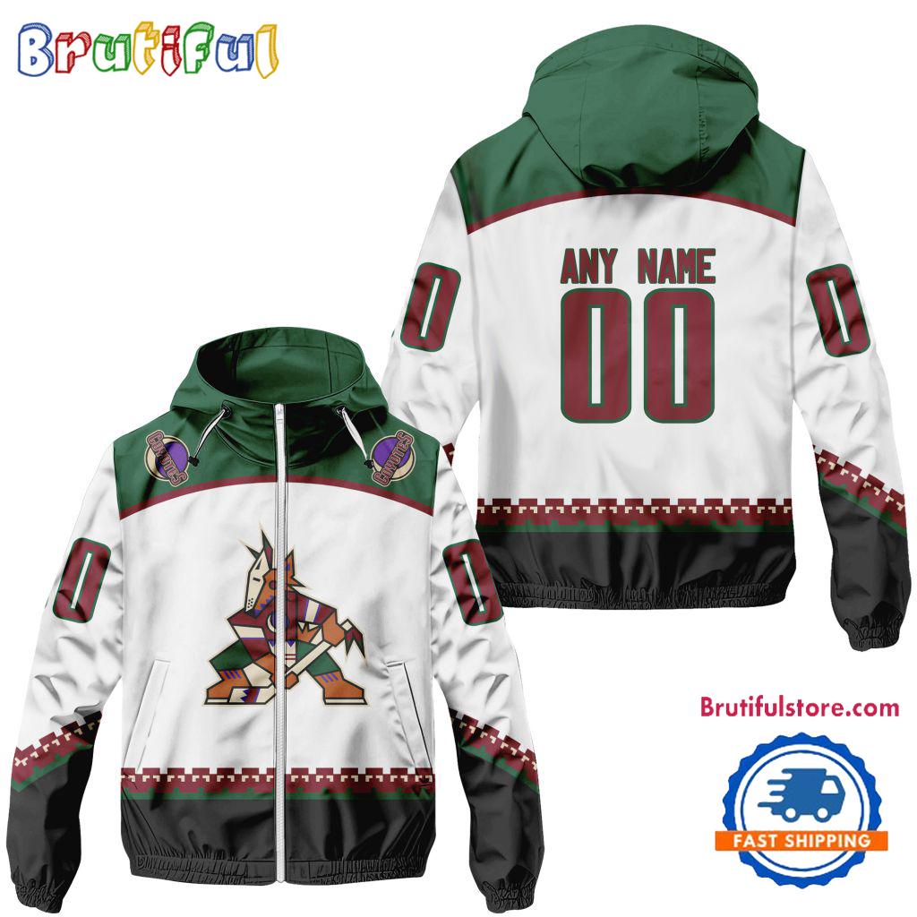 NHL Arizona Coyotes Away Windbreaker Outdoor Jacket, Personalized Hockey Team Jacket Outfits