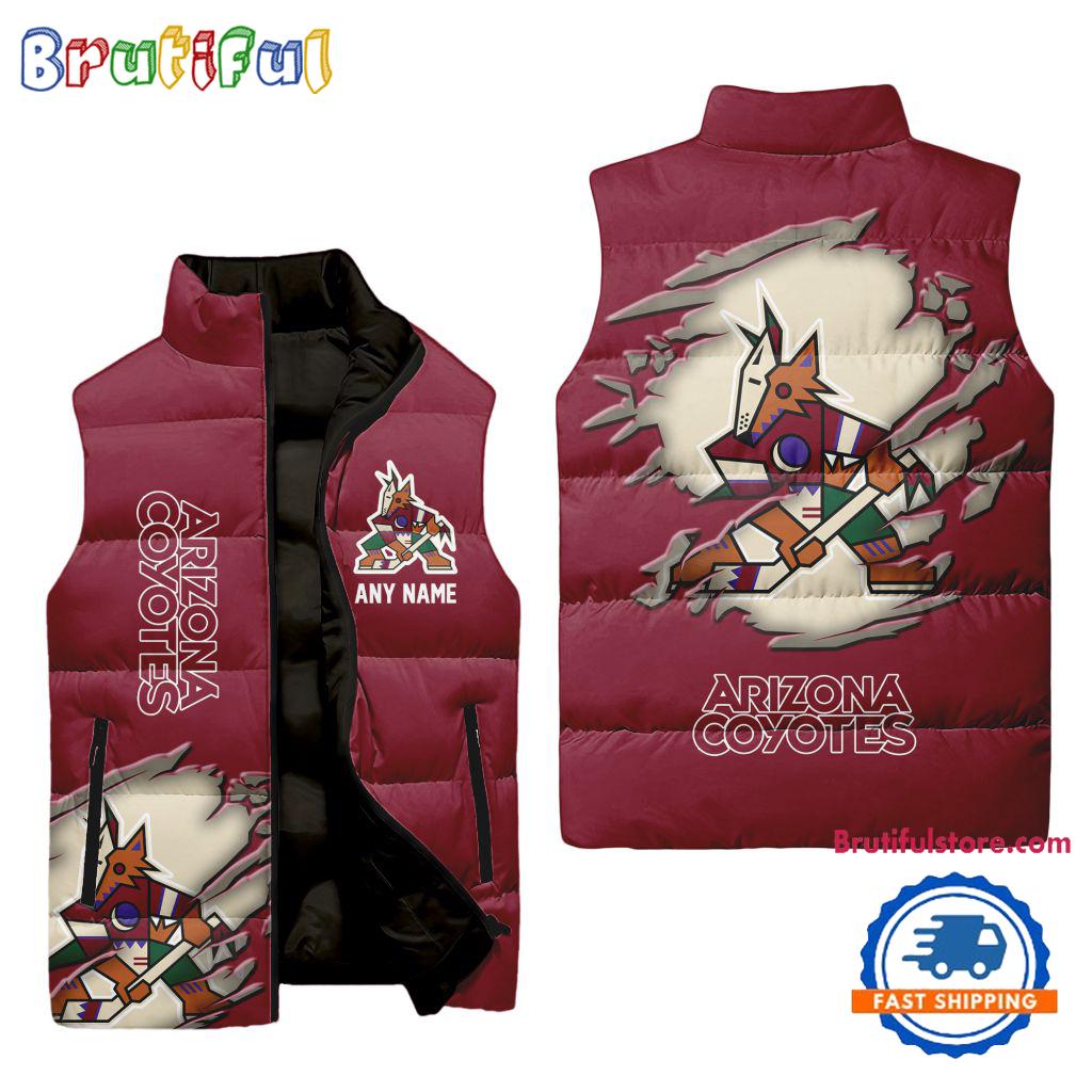NHL Arizona Coyotes Personalized Hockey Logo Team Sleeveless Puffer Jacket