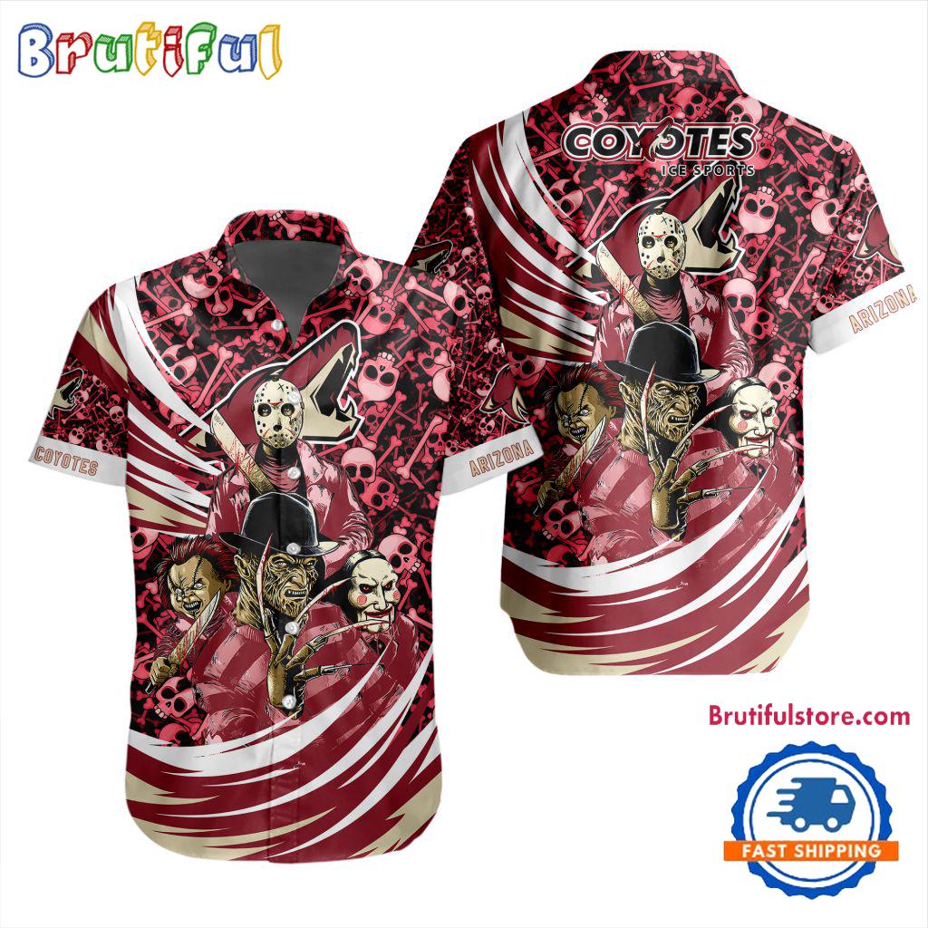 NHL Arizona Coyotes Special Movies Character Halloween Design Hawaiian Button Shirt