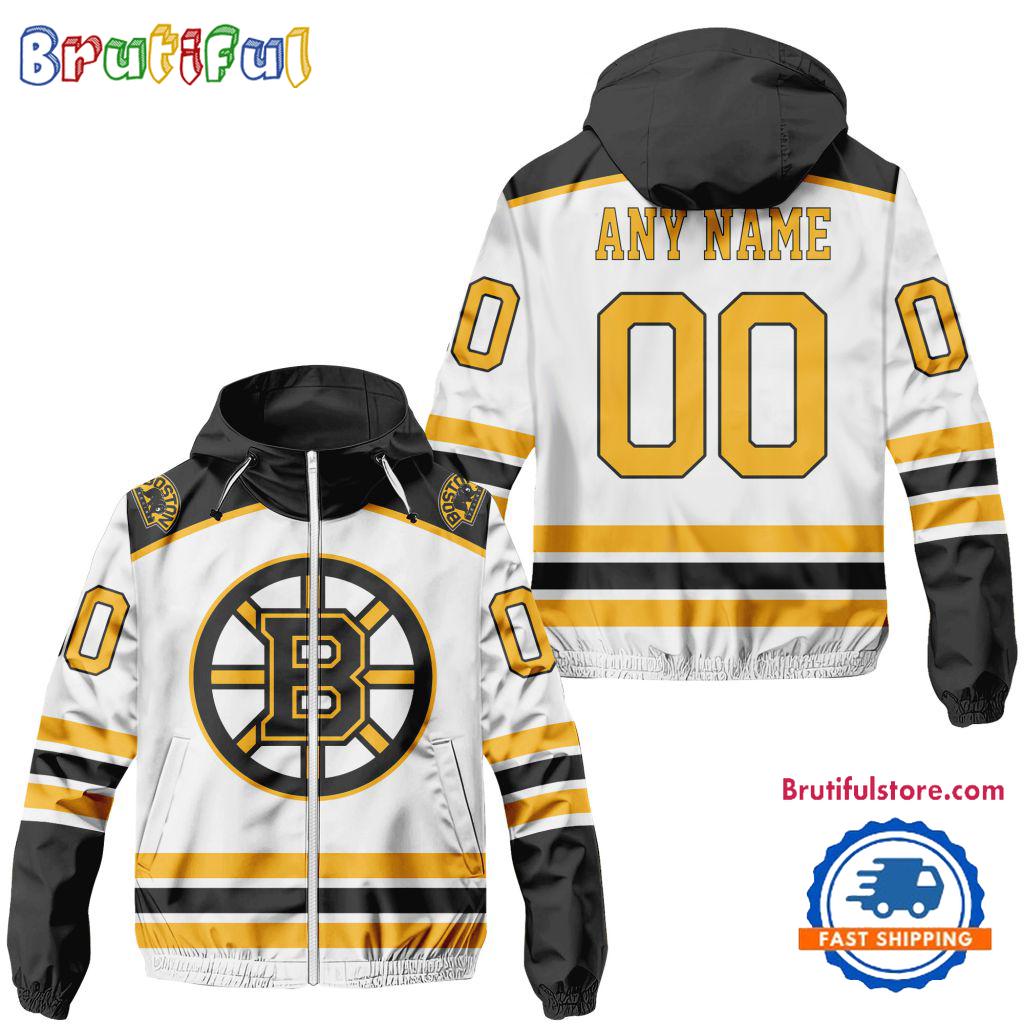 NHL Boston Bruins Away Windbreaker Outdoor Jacket, Personalized Hockey Team Jacket Outfits