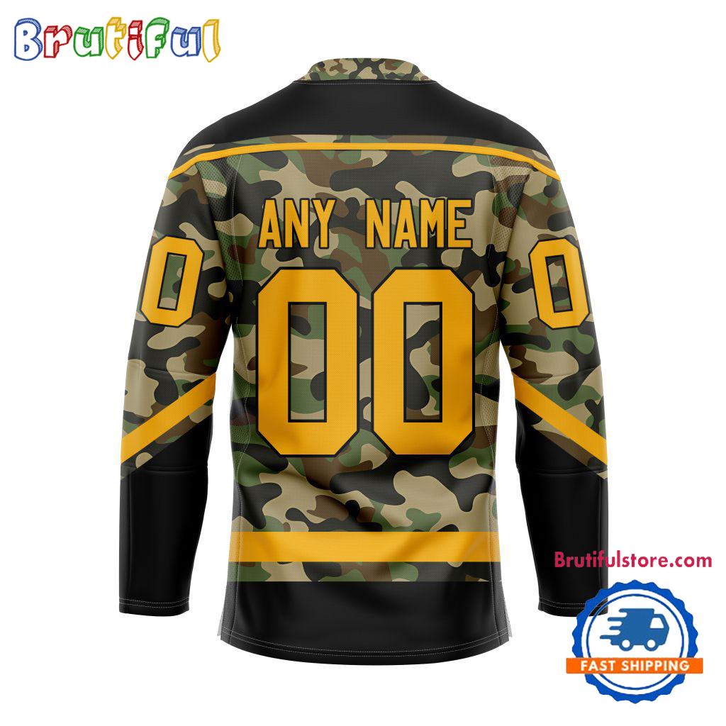 NHL Boston Bruins Camo Veterans Custom Hockey Jersey