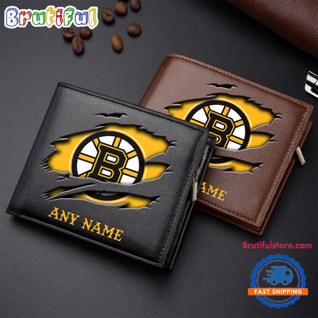 NHL Boston Bruins Custom Name Wallet, Hockey Team Design Men's Wallet