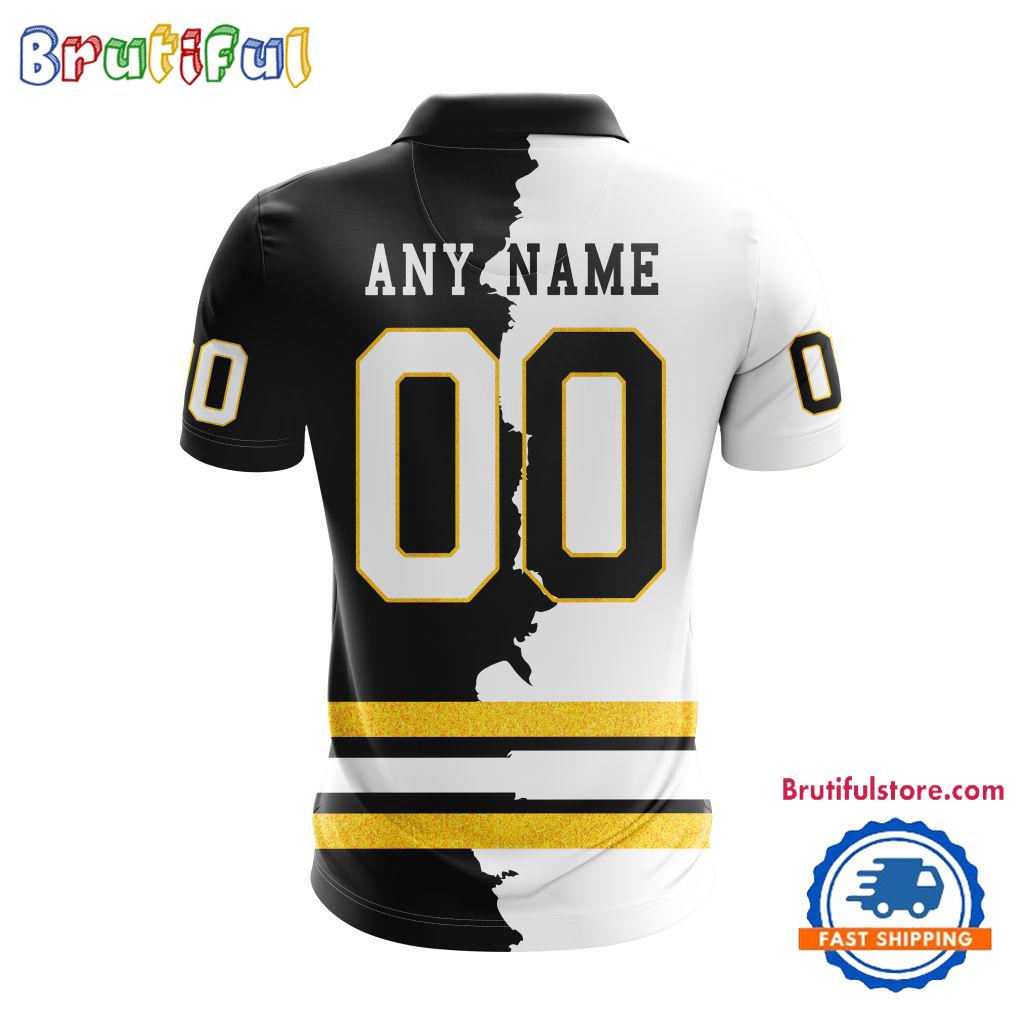 NHL Boston Bruins Personalize Home Mix Away Kits Polo Shirts