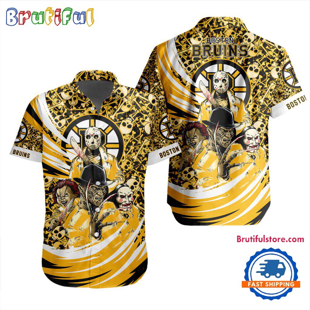 NHL Boston Bruins Special Movies Character Halloween Design Hawaiian Button Shirt