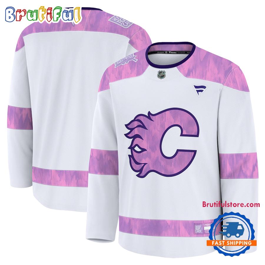 NHL Calgary Flames 2024 Hockey Fights Cancer Practice Jersey Shirt
