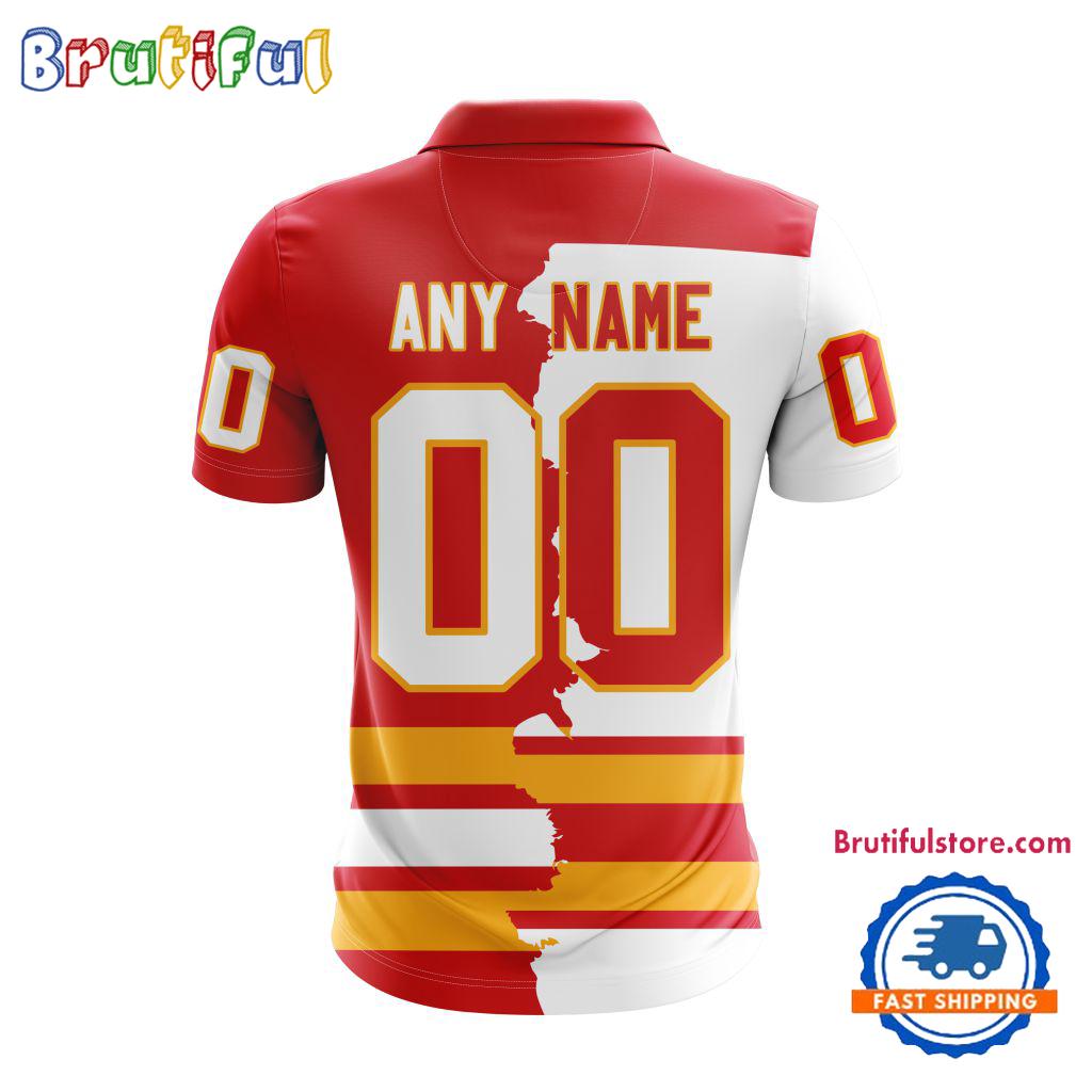 NHL Calgary Flames Personalize Home Mix Away Kits Polo Shirts