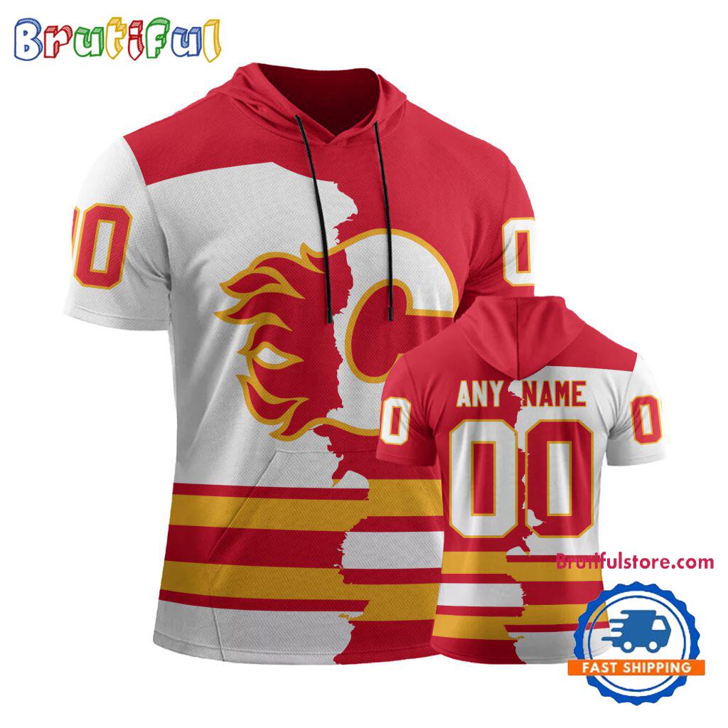 NHL Calgary Flames Special Home Mix Away Short Sleeve Hoodie