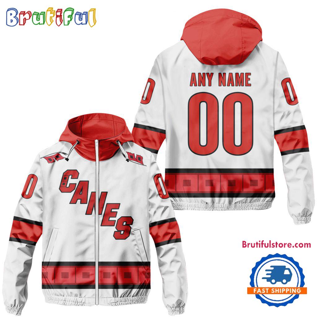NHL Carolina Hurricanes Away Windbreaker Outdoor Jacket, Personalized Hockey Team Jacket Outfits