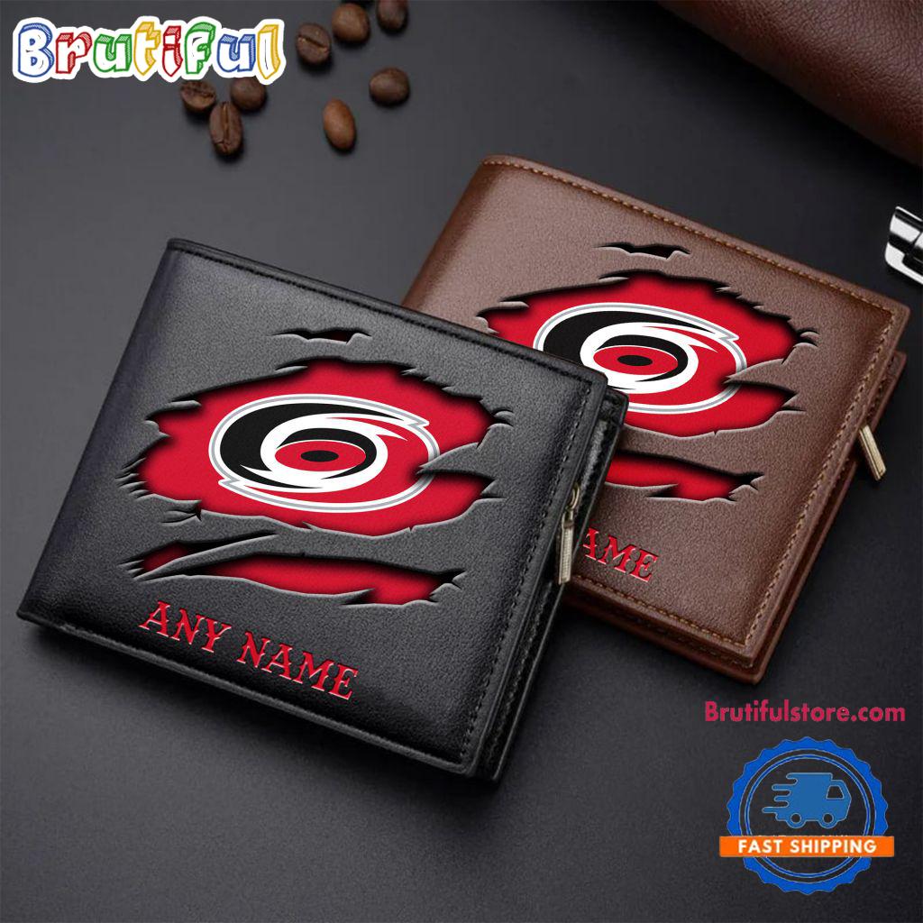 NHL Carolina Hurricanes Custom Name Wallet, Hockey Team Design Men's Wallet