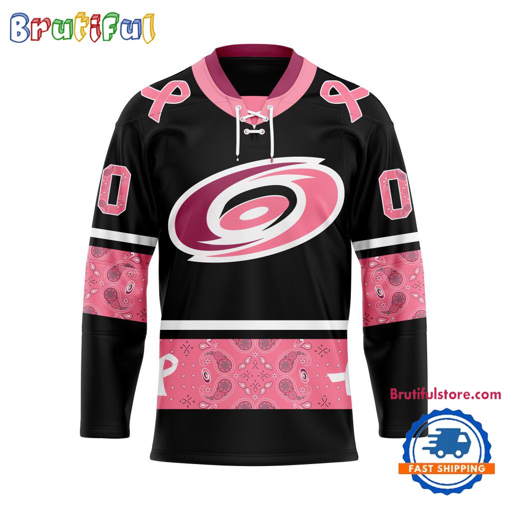 NHL Carolina Hurricanes In October We Wear Pink Breast Cancer Design Hockey Jersey