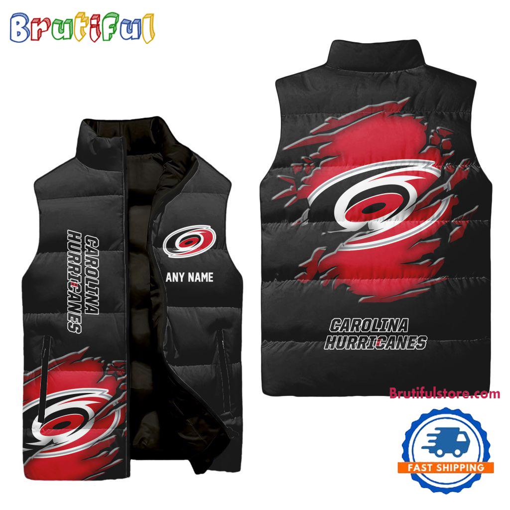 NHL Carolina Hurricanes Personalized Hockey Logo Team Sleeveless Puffer Jacket