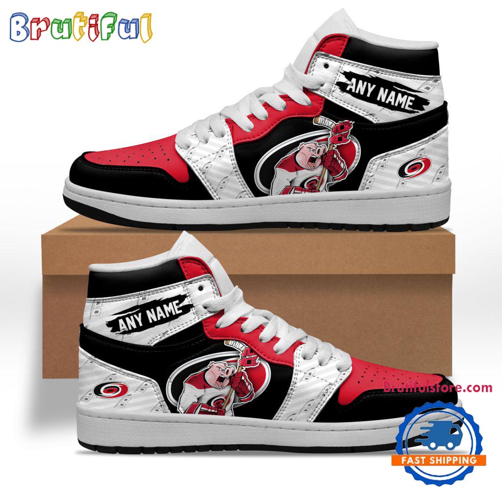 NHL Carolina Hurricanes Team Mascot Design Air Jordan 1 Hightop Shoes