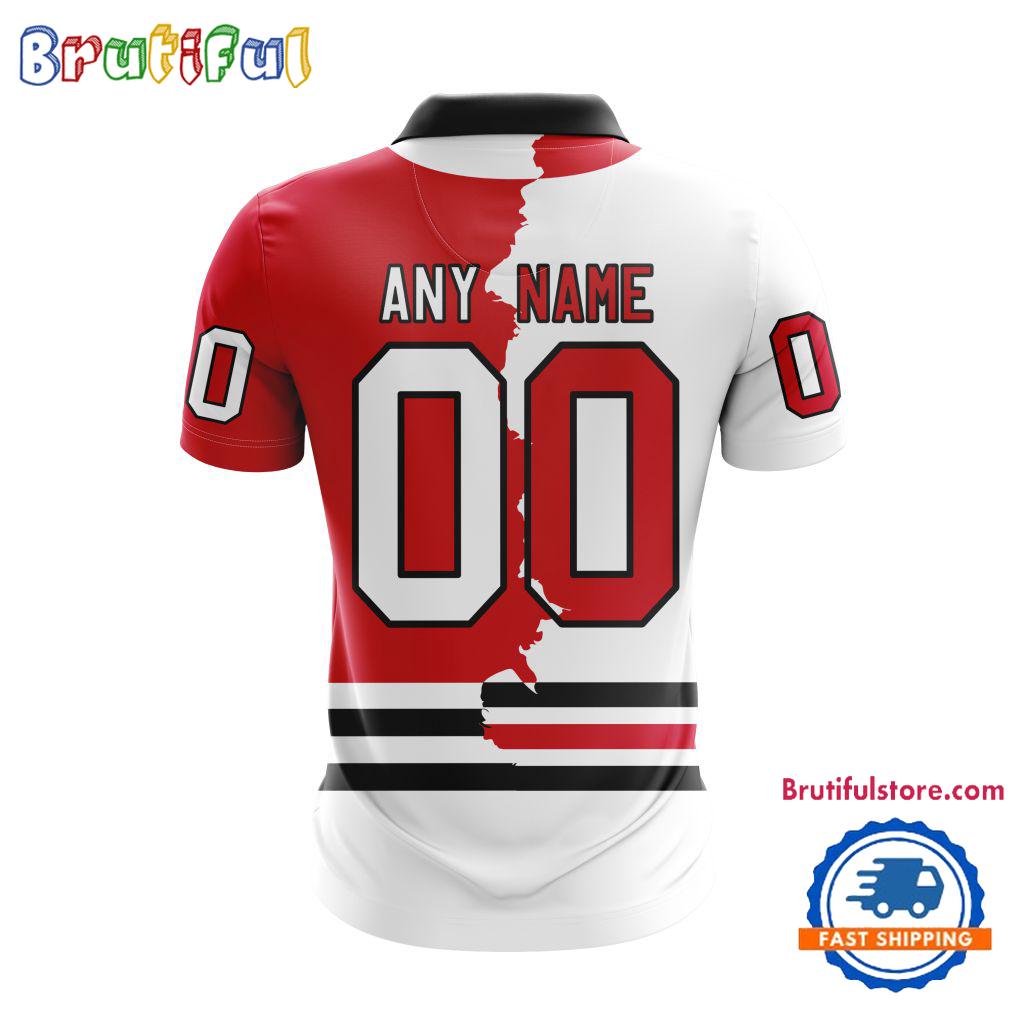 NHL Chicago Blackhawks Personalize Home Mix Away Kits Polo Shirts