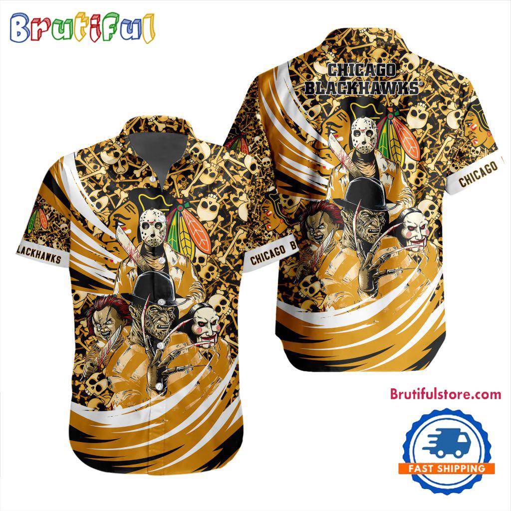 NHL Chicago Blackhawks Special Movies Character Halloween Design Hawaiian Button Shirt