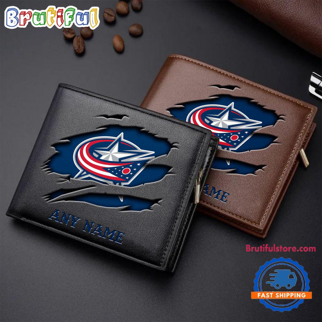 NHL Columbus Blue Jackets Custom Name Wallet, Hockey Team Design Men's Wallet